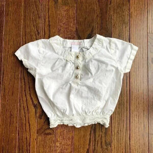 Janie and Jack Girls 18-24M 100% Cotton White Blouse w/Gold Accent Buttons